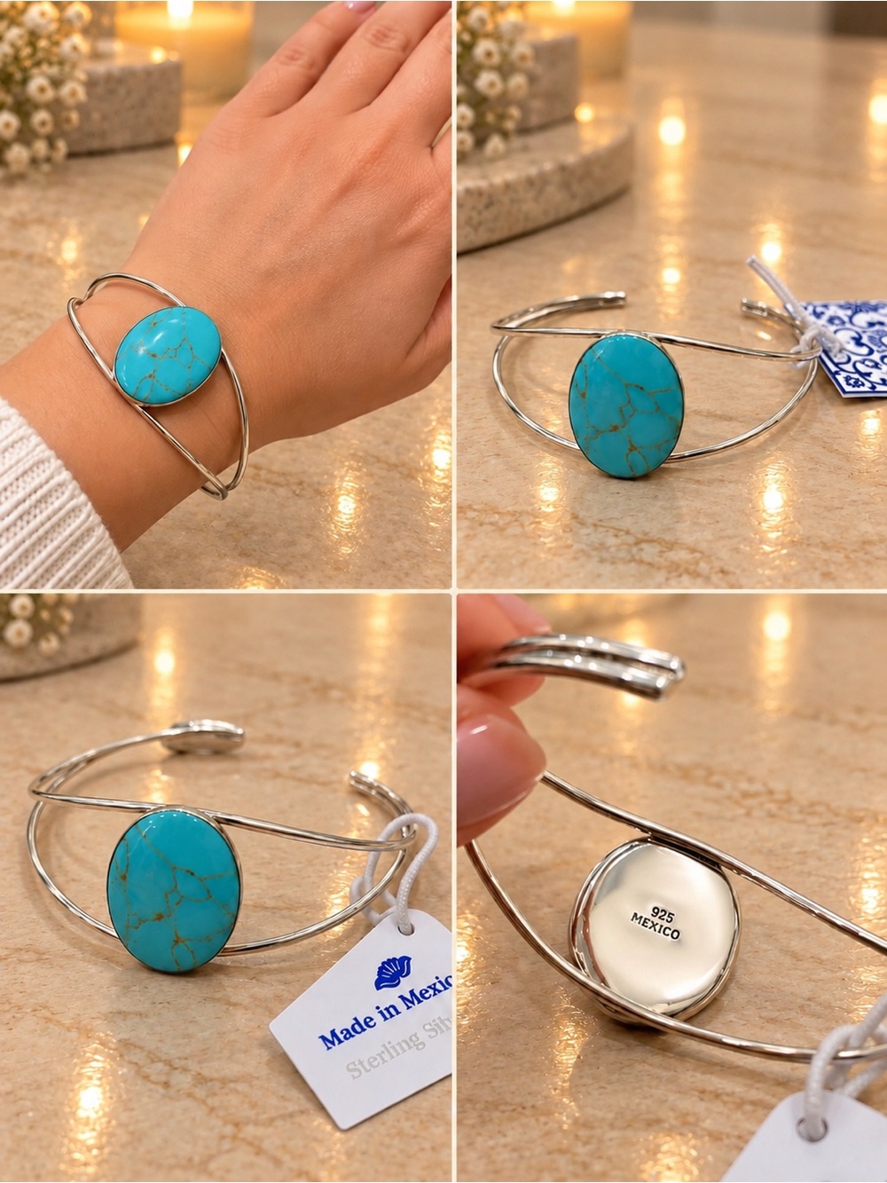 925 Mexico Sterling Silver Open Cuff Bracelet